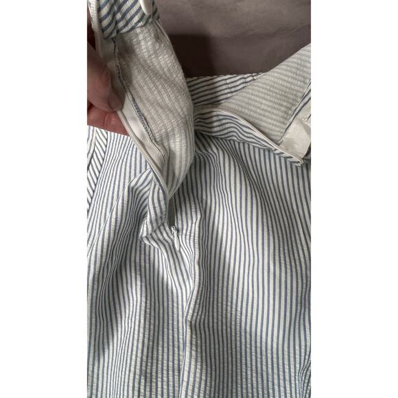 Talbots 20W seersucker skirt blue/white side-zip knee length 100% cottton office - Picture 5 of 9